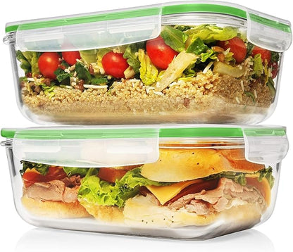 Razab 4 PC 1860ml / 63 Oz / 8 Cups Large Glass Food Storage Containers with Lids - Glass Meal Prep Containers for Roasting & Storing Leftover, Lunch Container with Lids, Microwave & Oven Safe - Image 7