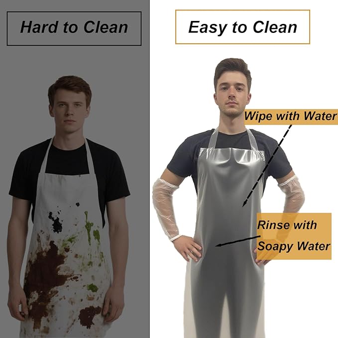 ELEBOX Waterproof Oil Proof Bib Apron Utility Apron Chemical Resistant Apron with Sleeve Work Apron Ultra Lightweight - Image 6