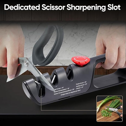 USELUCK Knife Sharpener, 6 Adjustable Sharpening Angles, Diamond-Coated Ceramic Stones for Kitchen, Professional & Pocket Knives - Coarse & Fine
