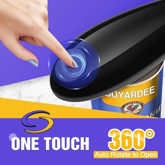 One Touch Battery Operated Electric Can Opener Fits Almost Size Can With Smooth Edge, Hands Free Electric Can Openers for Kitchen, Kitchen Gadgets Automatic Can Opener for Seniors, Arthritis Black - Image 3