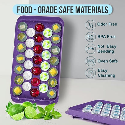 Small Ice Cube Trays for Freezer – 2 Pack Hard Plastic Mini Ice Cube Trays, 66 Small Ice Cubes (1.1”), BPA Free Ice Mold for Cocktails, Iced Coffee & Drinks