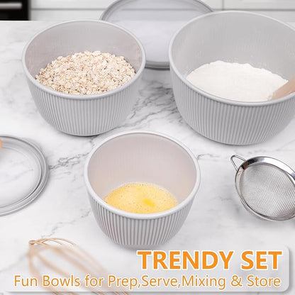 BoxedHome Nesting Plastic Mixing Bowls, BPA-Free Plastic, Microwave and Dishwasher Safe, Set of 4, 1.27/2.22/3.38/4.76quart, Grey - Image 6