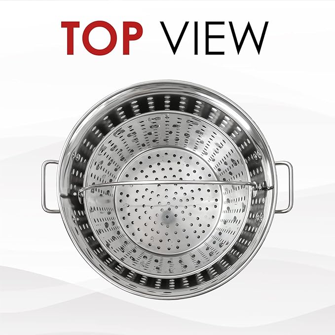 CONCORD Stainless Steel Stock Pot w/Steamer Basket. Cookware great for boiling and steaming (120 Quart) - Image 2
