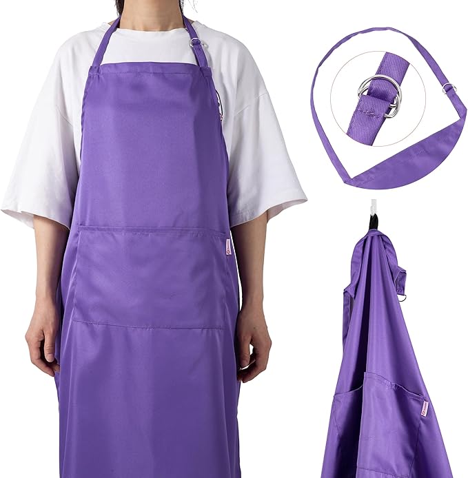 Purple Apron for Women with Pockets | Lightweight and Adjustable Womens Apron