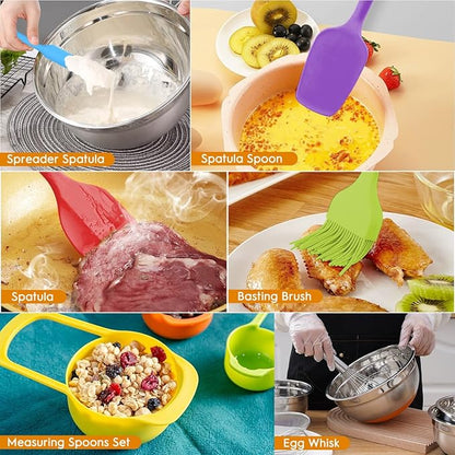 CHAREADA Mixing Bowls with Airtight Lids, 18pcs Stainless Steel Nesting Mixing Bowls Set Non-slip Silicone Bottom, Size 4.5, 3.6, 2.7, 2.1, 1.7, 1.1, 0.7 qt, Fit for Mixing & Serving(Colorful) - Image 8