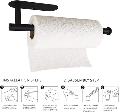 Paper Towel Holders-Blcak,Paper Towels Rolls - for Kitchen,Paper Bulk- Self-Adhesive Under Cabinet,Both Available in Adhesive and Screws,Stainless Steel - Image 6