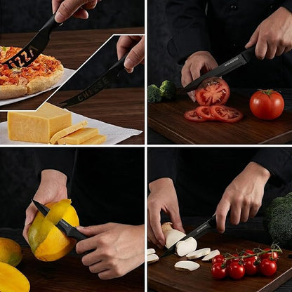 Kitchen Knife Set with Block, 19 PCS High Carbon Stainless Steel Sharp includes Serrated Steak Knives Set, Chef Knives, Bread Knife, Scissor, Sharpener, all in one - Image 5