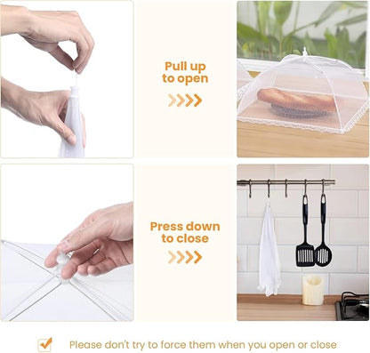 Food Covers for Outside - 3 Extra Large (40 x 25 in) & 9 Large (17 x 17 in) Food Tents/Food Covers for Outdoors Mesh Screen, Picnic Pool Party Supplies, Pop-Up and Collapsible - Image 5