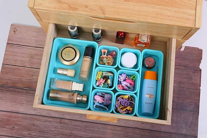 Kutesna 15 PCS Interlocking Desk Drawer Organizer Separator for Office,Bathroom,Kitchen,Makeup（Blue&Green） - Image 4