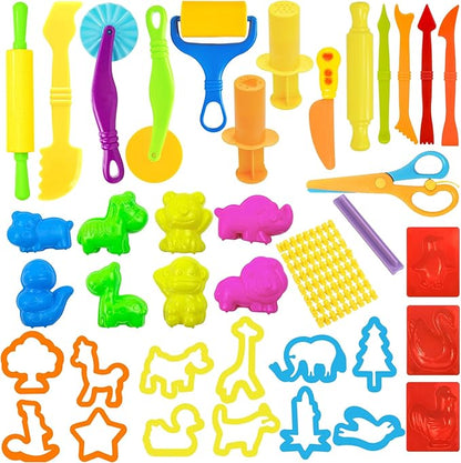 Playdough Tools Set, 38 Pcs Play Dough Sets for Kids Ages 4-8, Creative Play Dough Accessories with Clay Cutters, Roller, Molds, Safety Scissors, Educational Toys for Boys Girls
