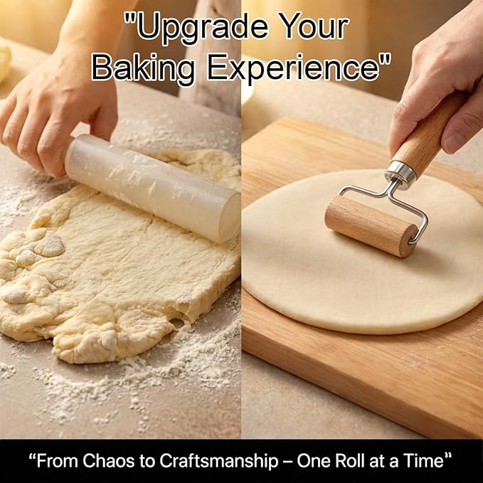 1 Pcs Wooden Dough Roller, Wooden Rolling Pin, Non-Stick Baker Pastry Roller, Pizza Rollers, Small Rolling Pin, Dough Baker Rollers Set for Home Kitchen Baking Cooking (6 Inch)