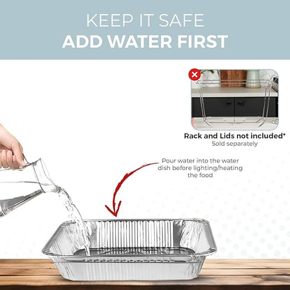 Alpha Living 6 Pack Refill Kit - Disposable Chafing Dish Buffet Set, Welded Body Food Warmers for Parties, Fuel Cans, Half Size Pans, Warming Trays - Image 4