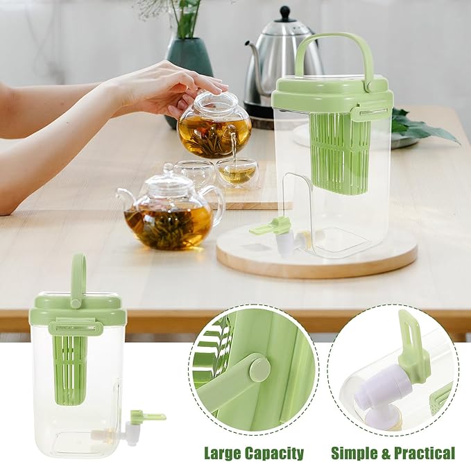 ABOOFAN Drink Dispenser for Fridge with Filter Screen, 2L Leak-proof Plastic Beverage Dispenser with Spigot for Iced Tea, Lemonade, Juice, Water Pitcher Container for BBQ, Picnic & Partie