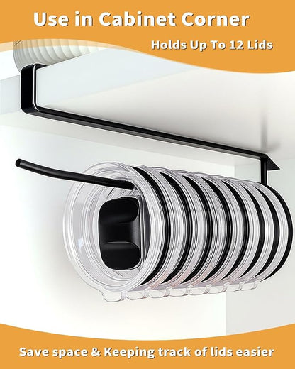 Tumbler Lid Organizer, Bar Hook Fits Various Lids, Horizontal Tumbler Lid Storage Hook, No Glue No Drill Straw Lid Holder/Hanger/Cup Holder, Kitchen Organizers under Cabinet, up to 12 Yeti Lids - Image 2