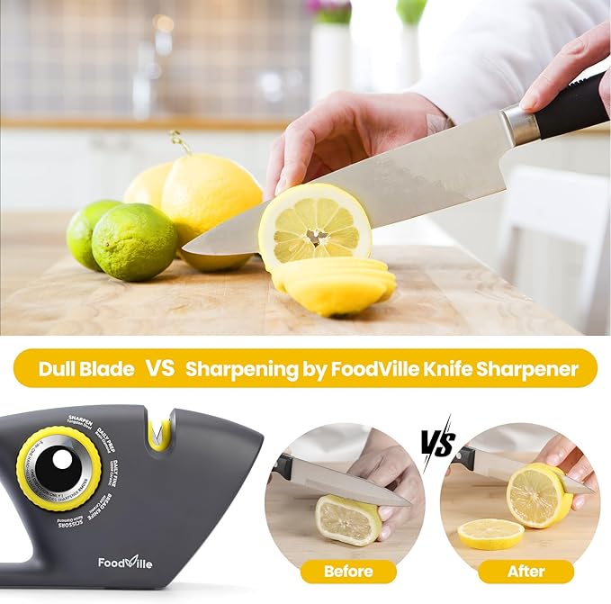 FoodVille 5 in 1 Knife Sharpener with 5 Stages including Tungsten, Diamond, Ceramic for Scissors and All Kinds of Kitchen Knives with Straight and Serrated Blades