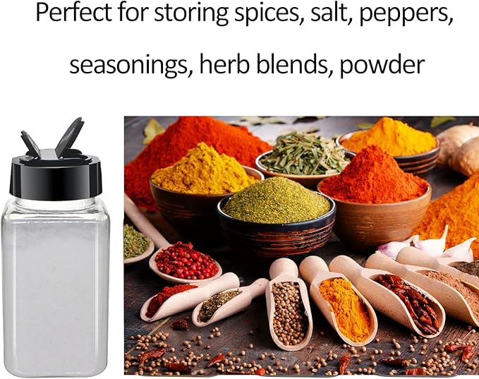 12 Pack 4oz Clear Plastic Spice Jars With Black Plastic Lids, Square Spice Bottles, Seasoning Containers with Chalk Labels, Pen, Funnel, Spice Containers For Kitchen Cabinet - Image 4