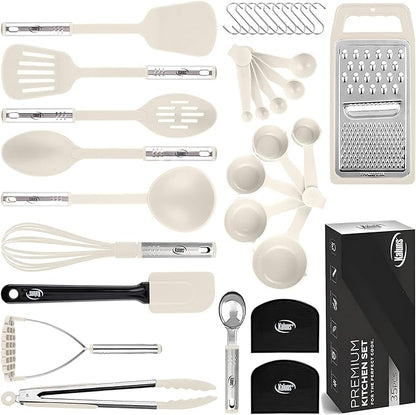 Kitchen Utensils Set 35 PCS Cooking Utensils Set, Nonstick and Heat Resistant Nylon Stainless Steel Silicone Spatula Set - Kitchen Gadgets Home Essentials Kitchen Accessories, Apartment Must Haves by Kaluns%C2%AE