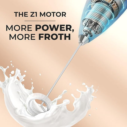 Zulay Kitchen Powerful Milk Frother Wand With 4 AA Duracell Batteries - Ultra Fast Handheld Drink Mixer - Electric Whisk Foam Maker for Coffee, Lattes, Cappuccino, Matcha & Creamer - Deep Sea - Image 3