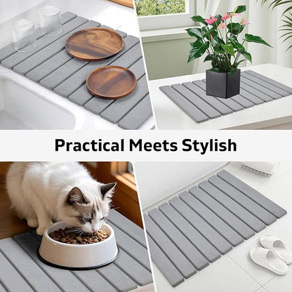 Stone Dish Drying Mats for Kitchen Counter, 24"(L)×16"(W), Drying Collapsible Dish Drying Mat, Eco-Friendly Absorbent Diatomaceous Earth Mats for Dishes Bottles Cups, Match Any Countertop - Image 7