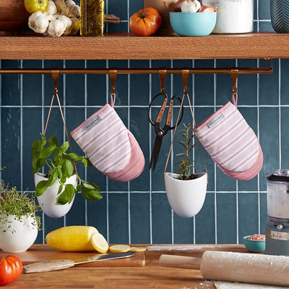 KitchenAid Albany Mini Oven Mitt 2-Pack Set, Dried Rose, 5.5"x8" - Image 2