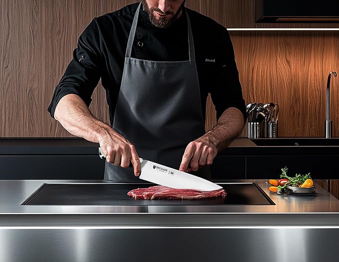 BRODARK Kitchen Knife Sets with Block and Built-in Sharpener - Ultra Sharp15 Pcs Full Tang Professional Chef Knife Set, High Carbon Super Steel Cutlery Set, Ivory Series with Gift Box for Mom - Image 7