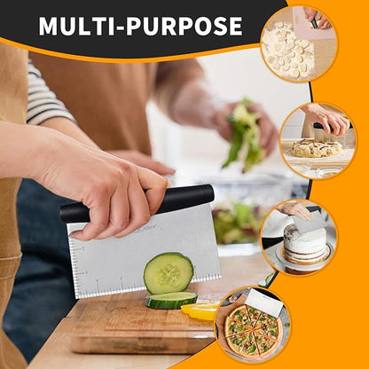 ALLTOP Bench Scraper & Chopper - Baking Essentials,Stainless Steel Blade Knife,Ideal Kitchen Tool for Home Baking and Meal Prep, Bread Making, Pasta,Pastry,Dough and Cake - Set of 2 Pack - Image 7