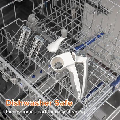 UHIYEE Patented Rotary Parmesan Cheese Grater, Hand Crank Cheese Shredder with Fine & Coarse Drums, Restaurant Quality, White, Stainless Steel & ABS, Dishwasher Safe - Image 8