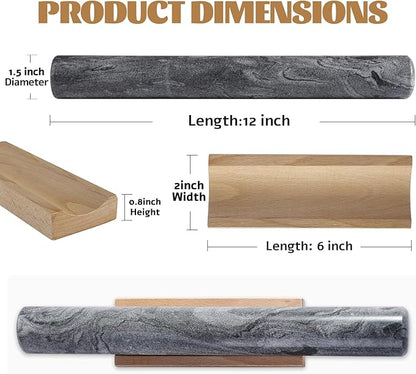 Koville African Natural Marble French Rolling Pin, 12inch Non-Stick Rolling Pin for Baking, Dough Roller for Pasta, Dumpling, Fondant, Pie, Bread, Pizza, Kitchen Baking Tools(Monte Grigio) - Image 2