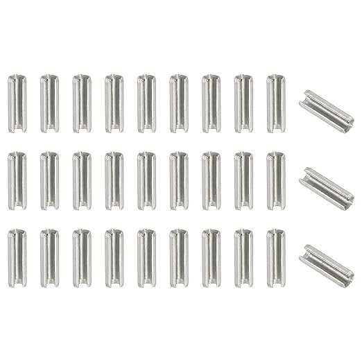PATIKIL Slotted Spring Pin, 50 Pcs 1/8" x 3/8" (3.2mm x 10mm) 304 Stainless Steel Split Roll Pins Spring Dowel for Home Improvement Automotive Machine Repair, Silver