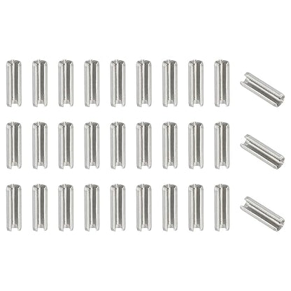 PATIKIL Slotted Spring Pin, 50 Pcs 1/8" x 3/8" (3.2mm x 10mm) 304 Stainless Steel Split Roll Pins Spring Dowel for Home Improvement Automotive Machine Repair, Silver