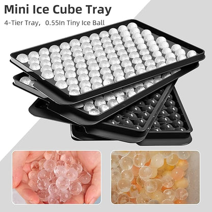 WIBIMEN Mini Ice Cube Trays, 0.55” Tiny Pebble Ice for Iced Coffee & Cocktails, Fast Chill, Easy Twist Release, Stackable with Lid & Storage Bin (4 Pack, Black) - Image 7