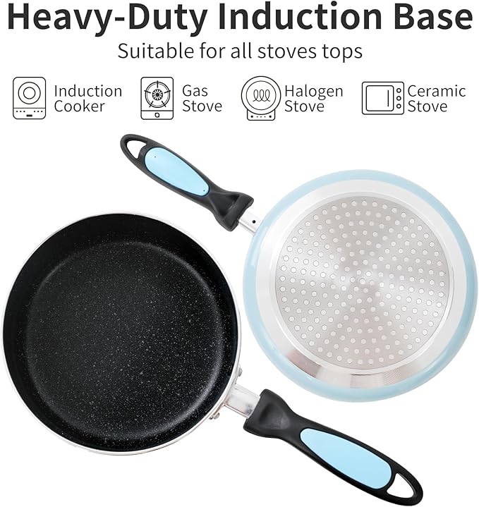 Nonstick Saucepan Set with Lid, Non Stick 1Qt & 2Qt Sauce Pan Set with Glass Lid Small Pot for Home Kitchen - Image 3