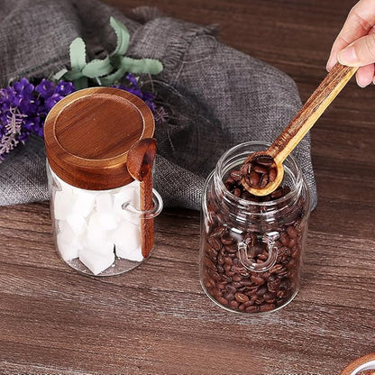 SAIOOL Sugar Jar with Lid and Spoon Set of 2, 16 OZ Tea Canisters for Loose Tea Jars with Screw Mouth, Coffee Container for Ground, Retro Style Truly Airtight - Image 7