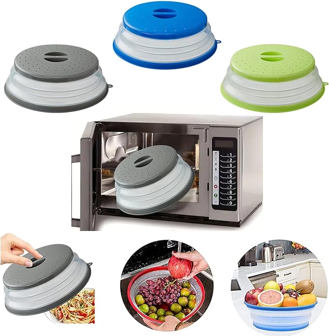 Microwave Splatter Cover Vented for Food, Splatter Guard & Colander Kitchen Gadget for Fruit Vegetables Microwave Plate Cover with Hook Hole,Dishwasher-Safe,BPA-Free Silicone & Plastic (2 Pack) - Image 5