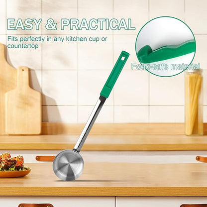4 Ounce Solid Stainless Steel Portion Control Ladle Spoon - Pizza Sauce Serving Spoons Portion Ladle for Sauces, Perfect for Weight Watchers, Buffets, Parties