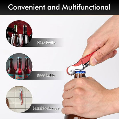 Professional Waiter Corkscrew Wine Openers Set(2PCS), Heavy Duty Stainless Steel Hinges Wine Key for Restaurant Waiters, Sommelier, Bartenders - Image 6