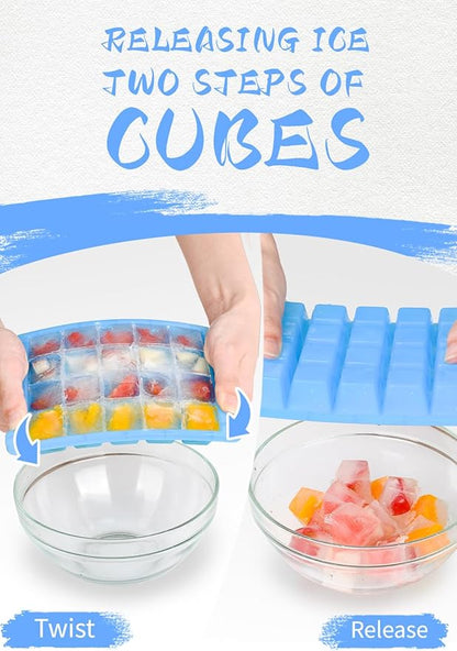 4 Pack Mini Ice Cube Trays for Freezer-Easy Release & Stackable | Small Ice Cube Trays with Lid-Tiny Ice Cube Tray for Mini Fridge with Freezer, Perfect for Cocktails,Whiskey,Juice & Baby Food