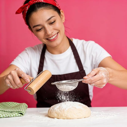 JJUNW Small Rolling Pin, Pizza Dough Roller, Non Stick Wood Pastry Roller, Dough Baker Roller Set for Home Kitchen Baking Cooking(4.4in, 2.87in)