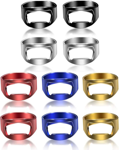 Boao 10 Pieces Bottle Opener Ring stainless Steel Beer Finger Bottle Opener Colorful for Party Present Supplies(Black,Silver,Red, Yellow, Blue) by Boao
