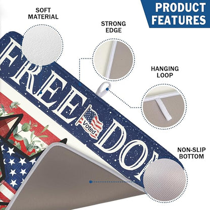 4th of July Dish Drying Mat 24x18 Inch, Patriotic Drying Mat with Absorbent Reversible Microfiber, Independence Day Dish Drainer Mats Memorial Day Rack Pad for Coffee Countertop Kitchen Protector