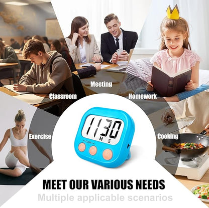 6 Pack Kitchen Timers Loud Ring Digital Timers for Cooking Magnetic Blue - Image 5