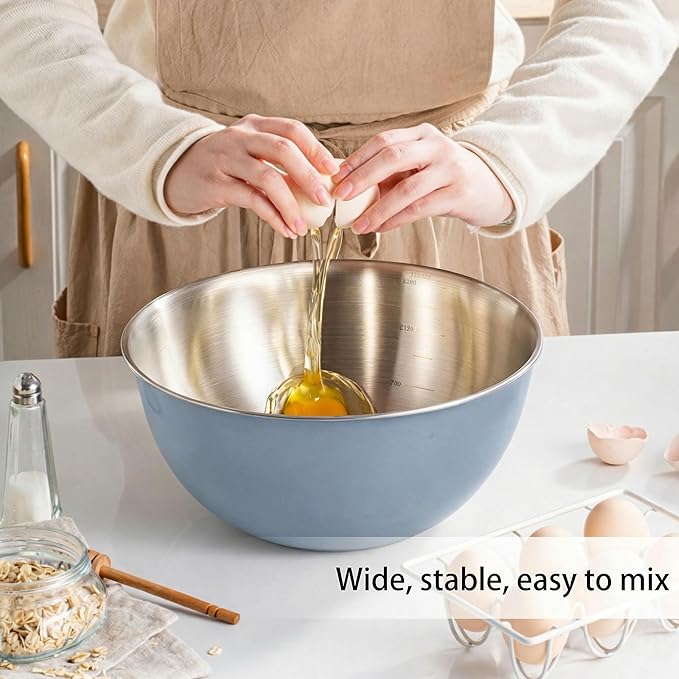 304 Stainless Steel Kitchen Colander Set, 3.5QT Colander with Handle and Bowl, 40 Mesh Fine Strainer, Fast Draining for Rice, Pasta, Fruits & Vegetables, Dishwasher Safe