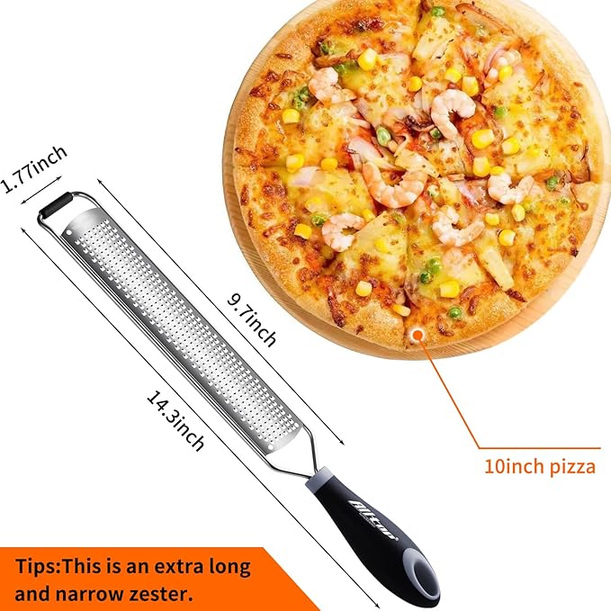 ALLTOP Lemon Zester, Hand-held Stainless Steel Food Grater,Pro Kitchen Tool for Cheese Parmesan Vegetable Ginger Garlic Nutmeg Citrus Lime Orange Chocolate Fruit - Fine Shredder - Image 2
