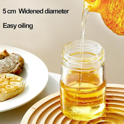 Glass Oil Dispenser with Heat Resistant Brush,Oil Dispenser Bottle with Silicone Pastry Brush for Kitchen,Cooking Vinegar and Sauce BBQ Grill Frying (Oil Dispenser-Yellow)