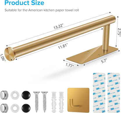 2nd Gen Paper Towel Holder Under Cabinet No Drilling, [More Sturdy] Self Adhesive or Drilling Paper Towel Holder Wall Mount for Kitchen, RV, [Fit Mega Paper Towel Roll] SUS304 Stainless Steel - Image 9