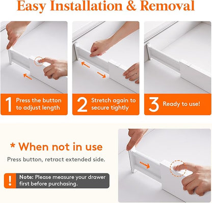 Lifewit 5 Pack 4" High Drawer Dividers 34-56cm/13.5-22" Adjustable Drawer Organizer for Clothes/Utensils, Expandable Drawer Separator in Dresser/Kitchen/Bedroom/Office Organization & Storage White - Image 4