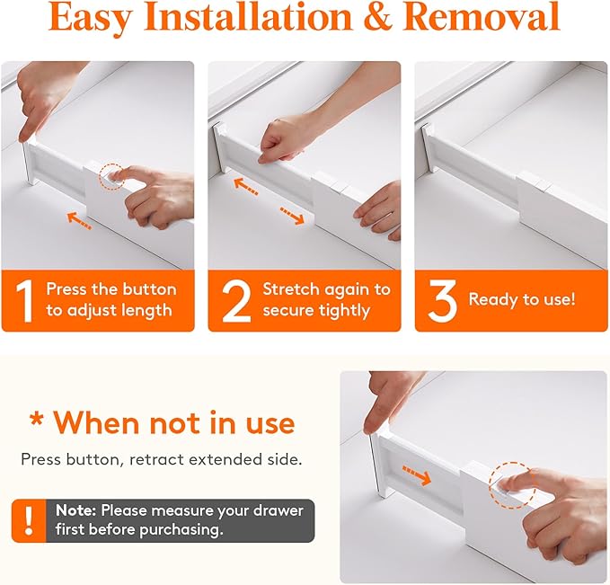 Lifewit 10 Pack 4" High Drawer Dividers 28-43.5cm/11-17" Adjustable Drawer Organizer for Clothes/Utensils, Expandable Drawer Separator in Dresser/Kitchen/Bedroom/Office Organization & Storage White - Image 4