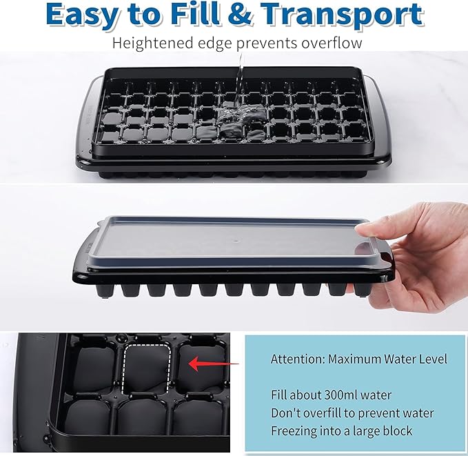 Ice Cube Tray with Lid And Bin for Freezer - 2 * 55 Nugget Ice Maker Tray, Cocktail Coffee Ice Mold for Easy Release Small Cubes, with Ice Container Scoop, Flexible Durable Plastic, BPA Free - Image 4