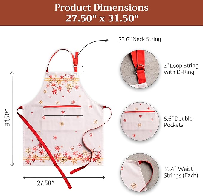 Maison d' Hermine 100% Cotton Apron for women with Pocket Kitchen Chef Apron for Men Cooking Mothers Day Gifts