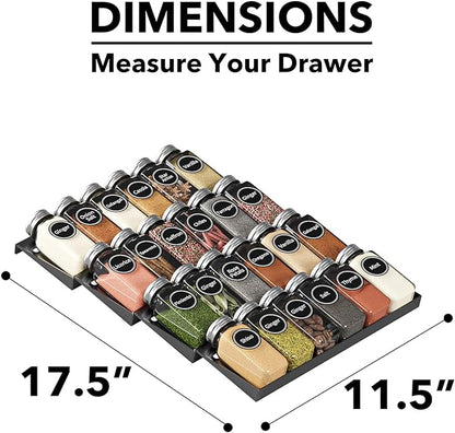 SpaceAid Spice Drawer Organizer with 24 Spice Jars, 386 Spice Labels, 4 Tier Seasoning Rack Tray Insert for Kitchen Drawers, 11.25" Wide x 17.5" Deep - Image 4